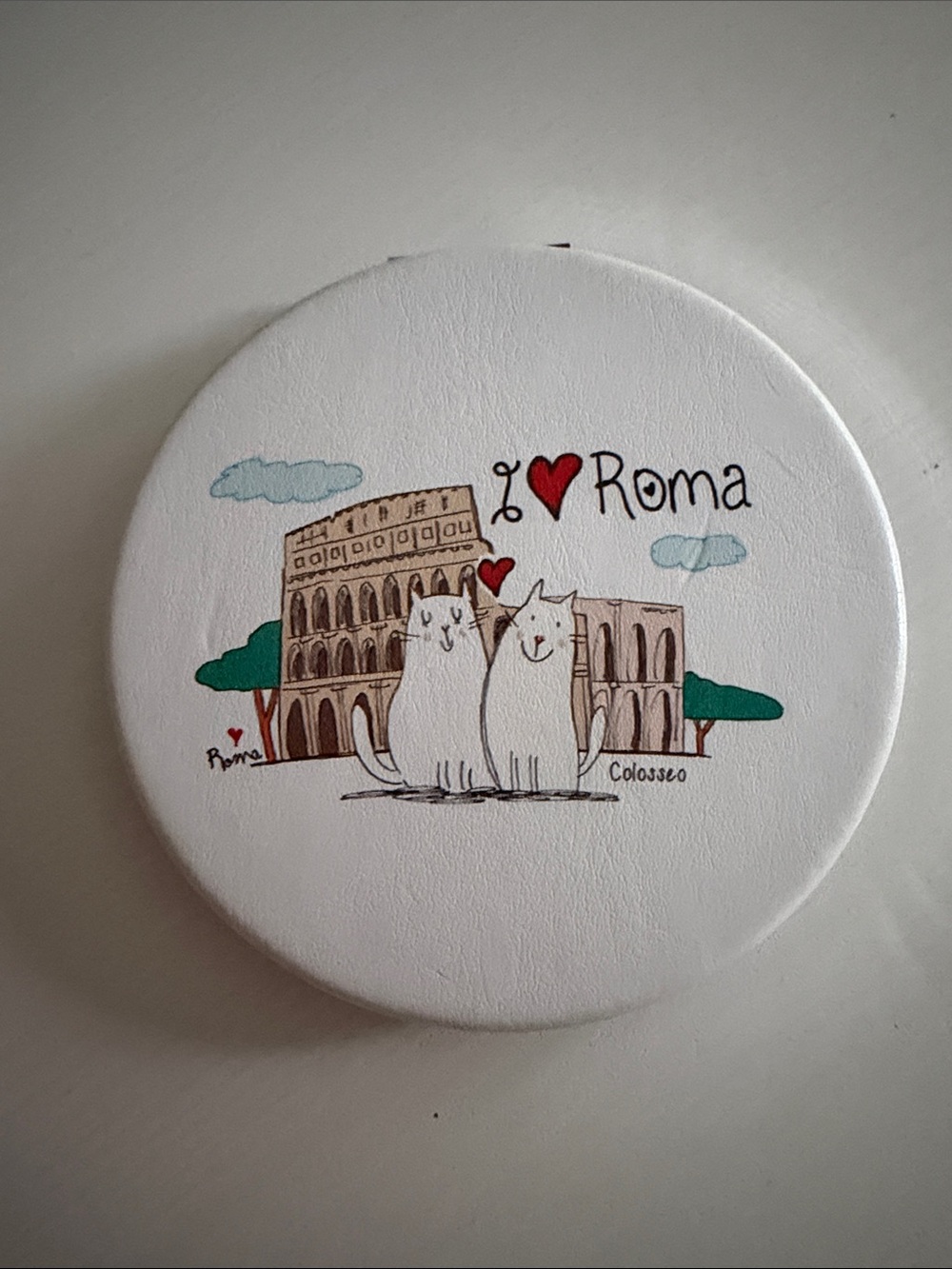 I Love Roma White Decorative Double Mirror Compact
